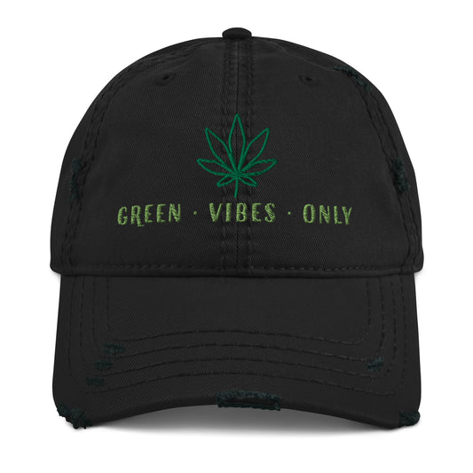 "Green.Vibes.Only" Distressed Dad Hat