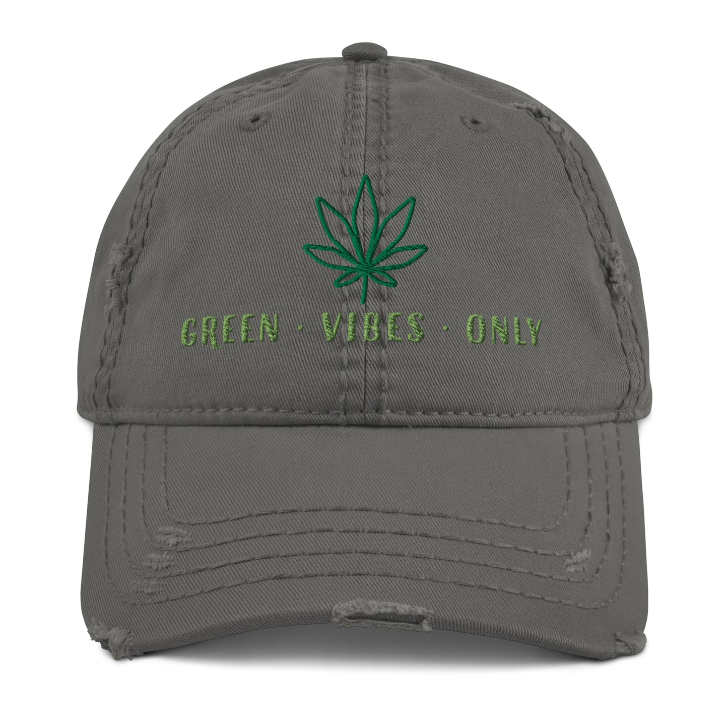 "Green.Vibes.Only" Distressed Dad Hat