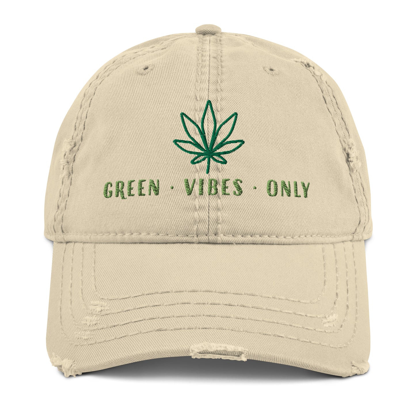 "Green.Vibes.Only" Distressed Dad Hat