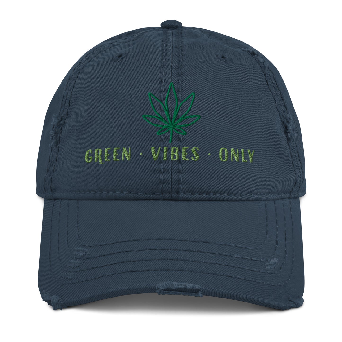 "Green.Vibes.Only" Distressed Dad Hat