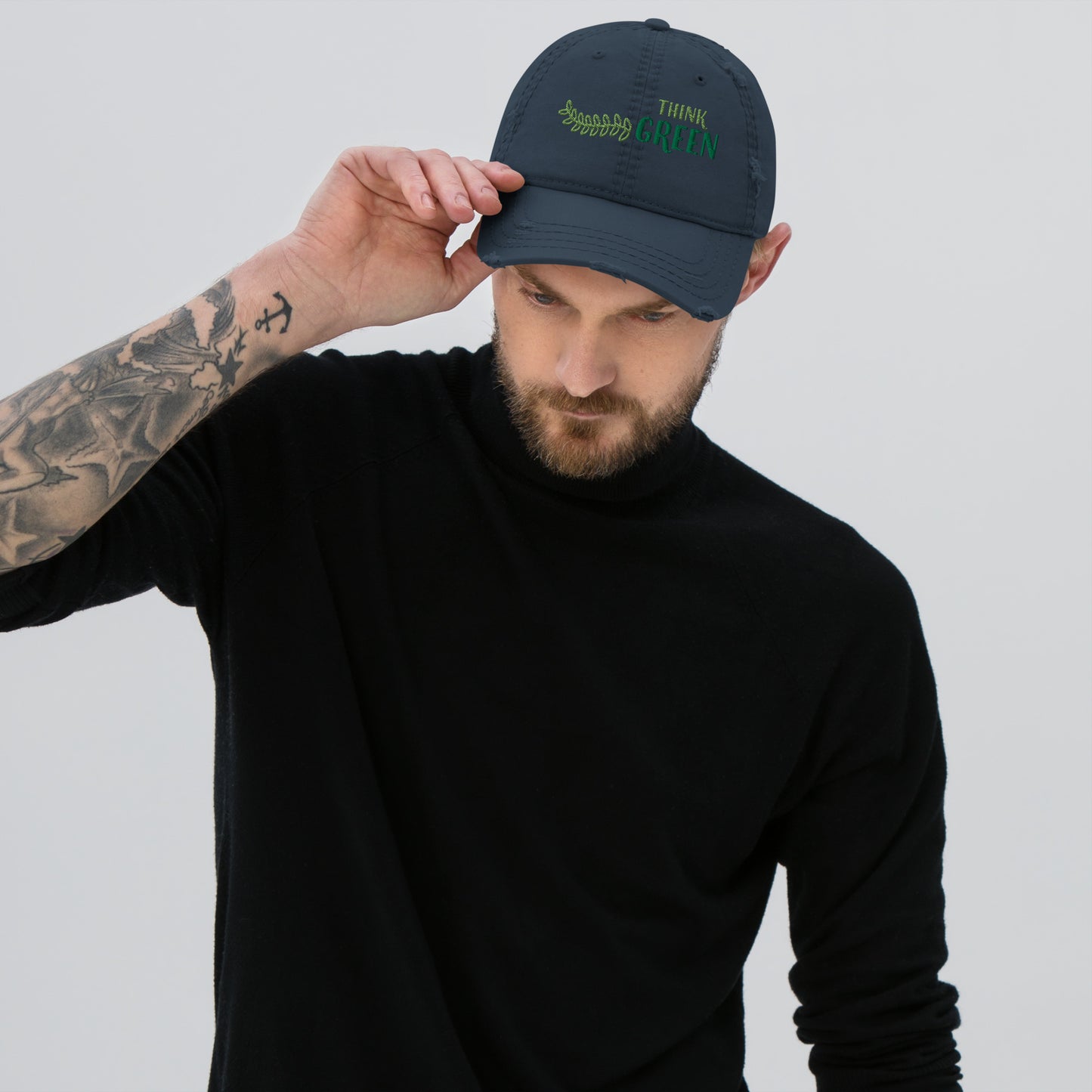 "Think Green" Distressed Dad Hat